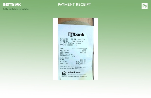 Модерен стил на САД Шаблон за потврда за плаќање во банка